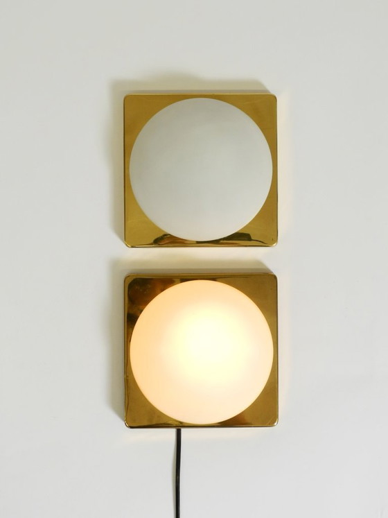 Image 1 of Twee koperen wandlampen uit de jaren 70 van Rolf Krüger voor Heinz Neuhaus Leuchten