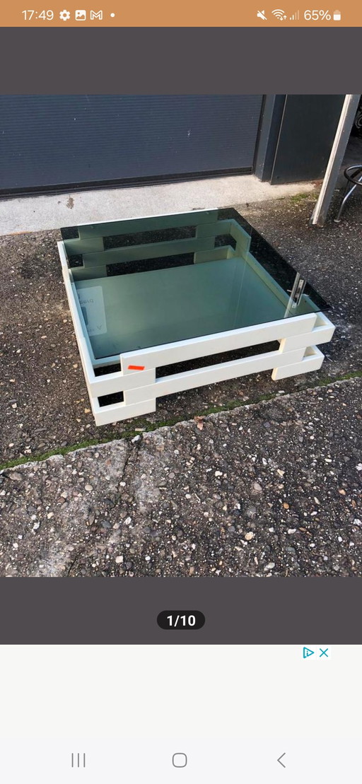 Mesita auxiliar vintage de cristal ahumado