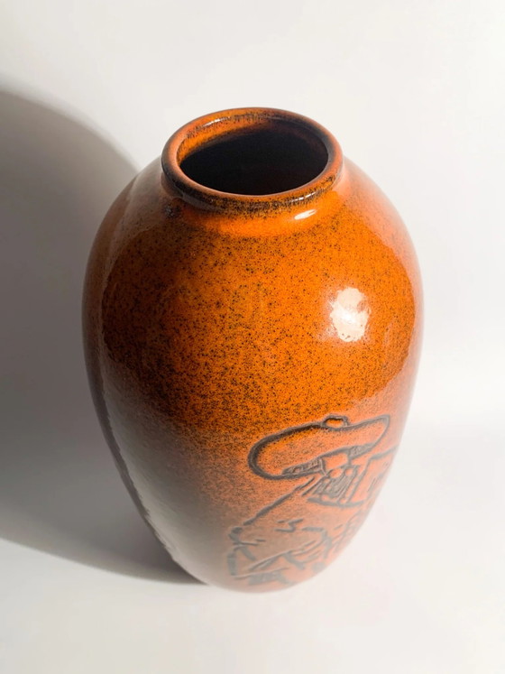 Jarrón de cerámica naranja Arcore con detalle decorativo de los años 80 – Jarrones (photo 3 of 10)