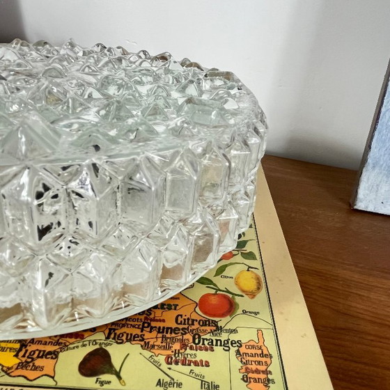 Vintage Round Wall Sconce Ceiling Light Transparent Glass 1970 1980 (photo 4 of 9)