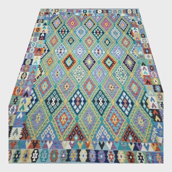 Handgeweven wollen kilimtapijt | Traditionele Afghaanse kilim | Handgemaakt | 300 × 200 cm (118 × 79 inch) (photo 2 of 8)