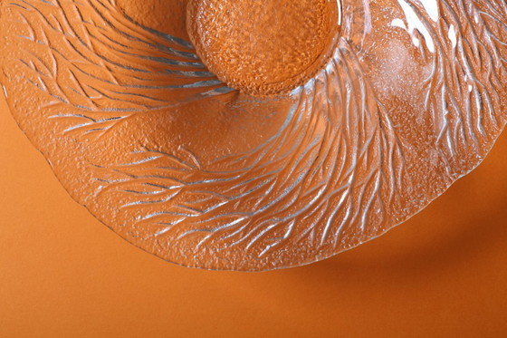 Image 1 of Mid-Century Finnish Glass Bowl / Large Forest Design Centerpiece