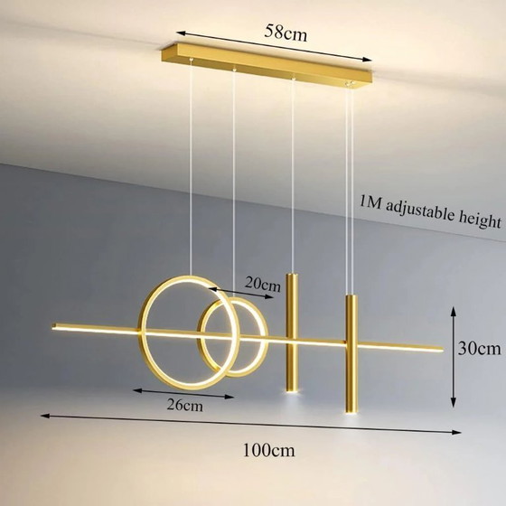 Image 1 of Moderner goldener Frangipani-Kronleuchter für das Esszimmer