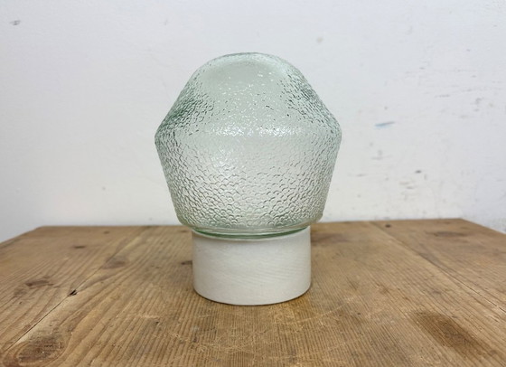 Image 1 of Vintage witte porseleinen plafondlamp met matglas, jaren 70