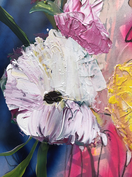 Image 1 of Lilian Frohn - abstract vrouwenportret met bloemen 