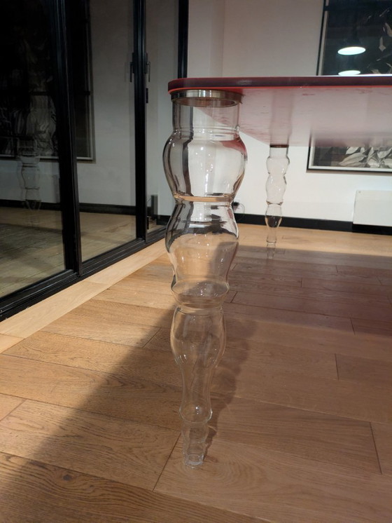 Image 1 of Glas Italia "Post Modern" Dining Table by Piero Lissoni - Red Lacquer