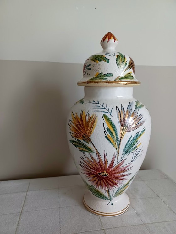 Image 1 of Vaso italiano eclettico con coperchio – Metà secolo, dipinto a mano – P220 – Anni '60/'70