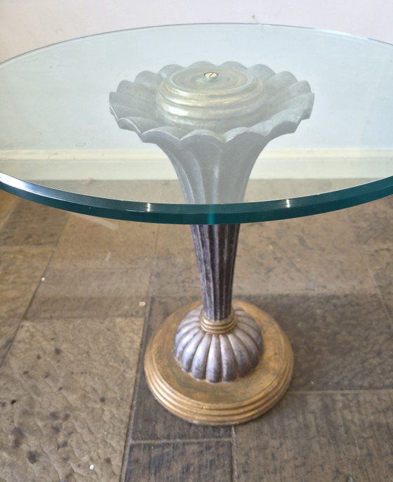 Beautiful Italian Side table – CHELINI, Wood, Glass (photo 6 of 8)