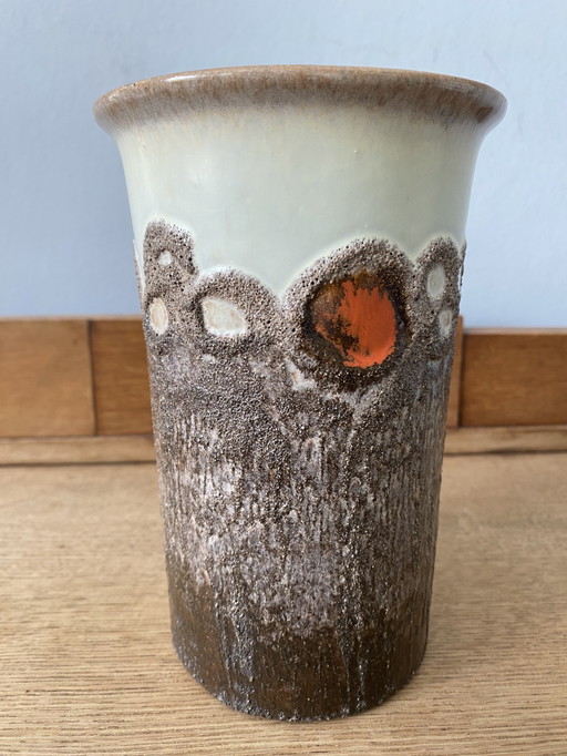 Strehla Keramik Vase With Fatlava Glaze, 1960s
