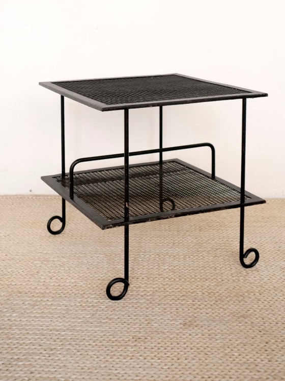 Image 1 of tavolino laterale vintage in metallo perforato