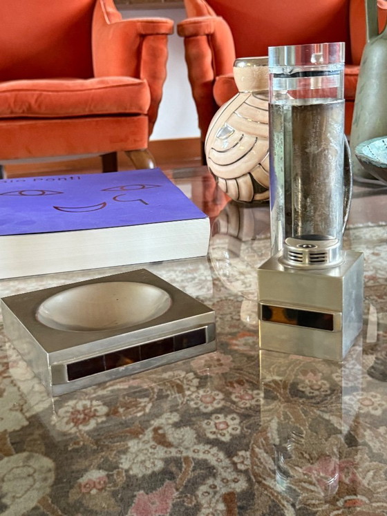 Image 1 of Tischraucher-Set, Aschenbecher und Tischfeuerzeug, Italien 1970