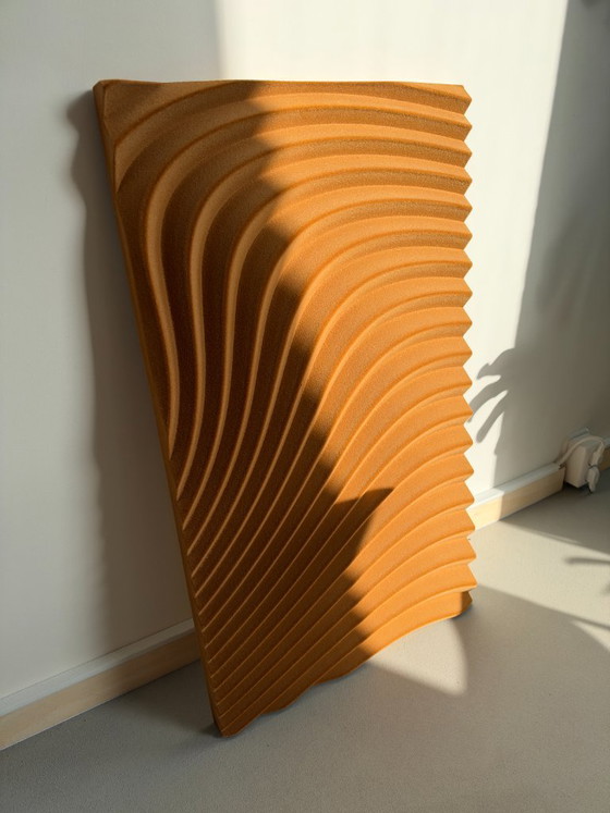 Arno Hoogland – Wave Flock Ochre | Sculptural Wall Art – Sculpture, Velvet, Wood (photo 3 of 14)