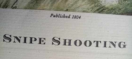 Image 1 of Antiker handkolorierter Kupferstich „Schnepfenjagd“ – Jagdszene – ca. frühes 19. Jahrhundert