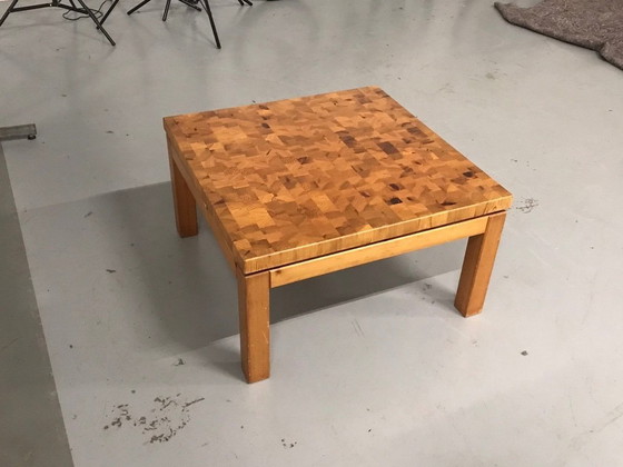 Image 1 of Solid elm coffee table in patterned top Netherlands 1970s