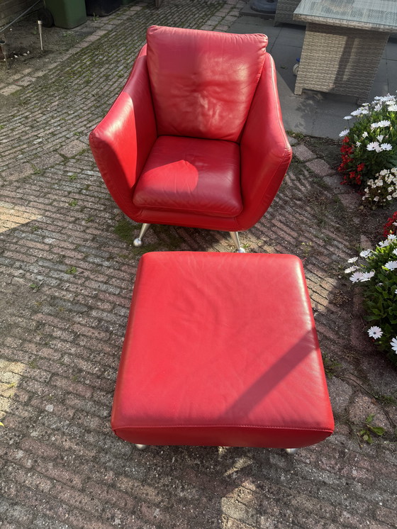 Image 1 of Nicoletti fauteuil met hocker in Italiaans design