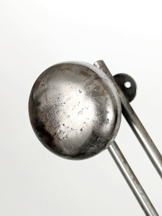 Image 1 of Paar französische Stahlgarderobenständer, industrielle Wandhaken aus den 1950er Jahren mit runden Köpfen