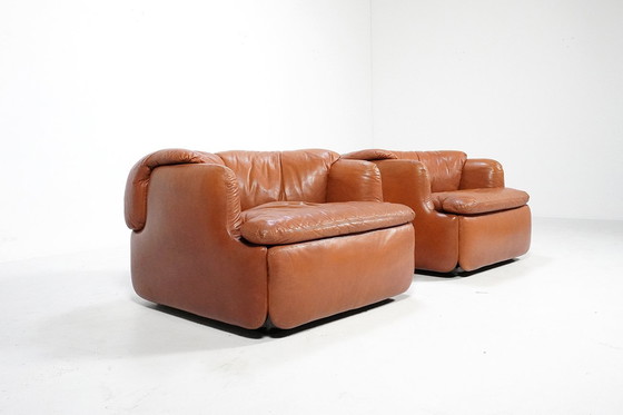 Image 1 of Pair of Confidential Lounge Chairs by Alberto Rosselli for Saporiti, Italy 1970s