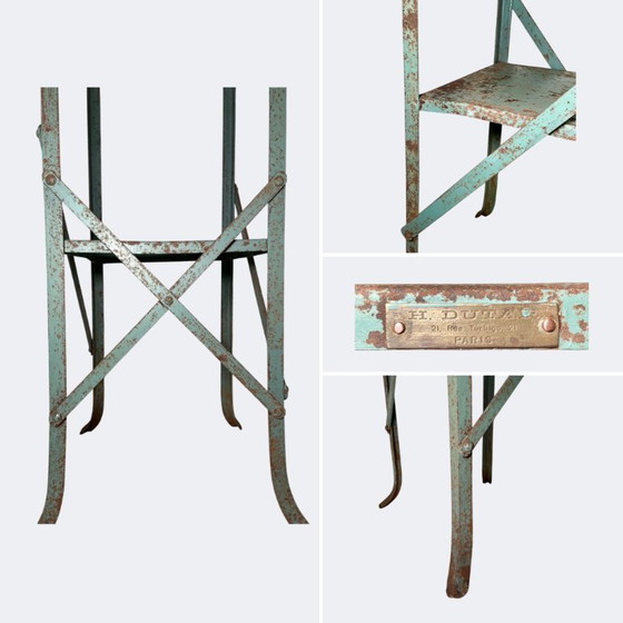 Image 1 of Tavolino pieghevole H. Dutar Paris - Supporto per piante in metallo stile Art Déco francese