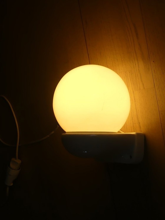 Image 1 of Ceramic sphere lamp, wall light, sphere lamp, white opal glass, 1930s, UK1aeb