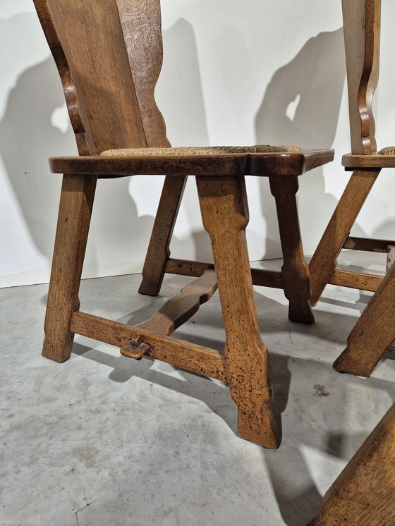 Image 1 of 4 Stühle im Stil des Brutalismus mit Sitzfläche aus Binsen