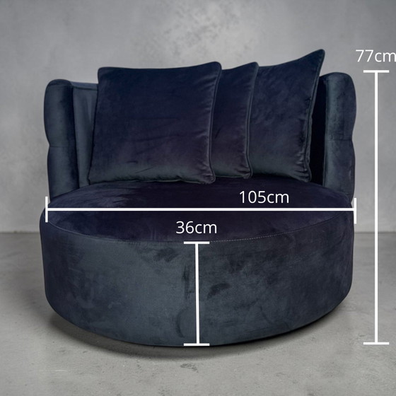 Image 1 of Luxe Zwarte Fluweel Draaidauteuil met Kussens
