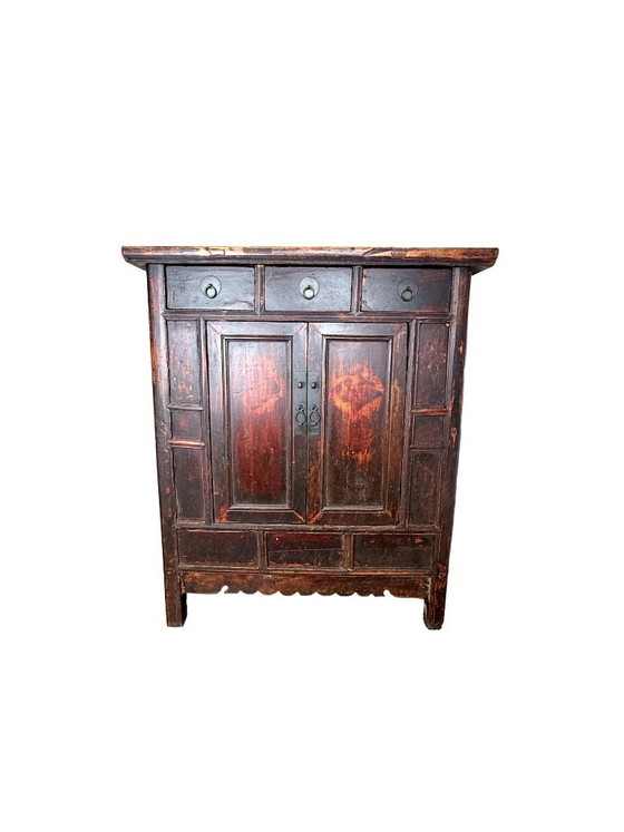 Antique Chinese Elm Cabinet – Late Qing Dynasty Style 19th Century – Metal, Wood (photo 8 of 10)