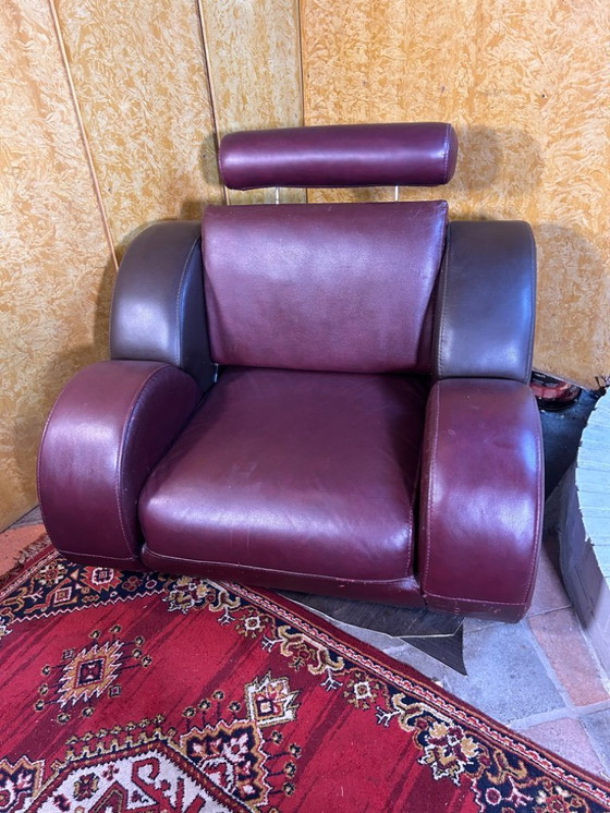 Image 1 of Vintage lederen fauteuil in art-decostijl - Racer geïnspireerd ontwerp comfort, vakmanschap