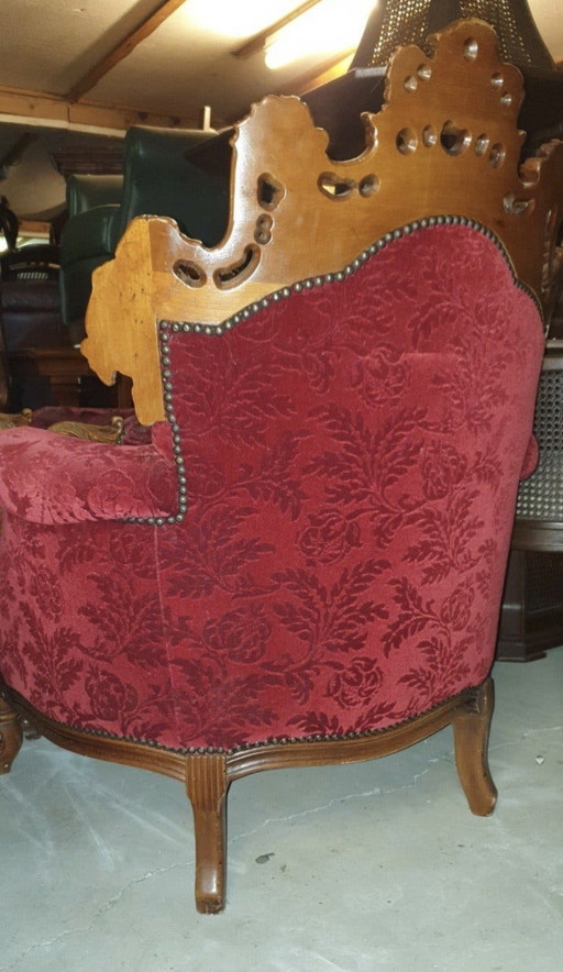 4 Baroque Armchairs – fauteuils, Velvet, Wood (photo 2 of 5)