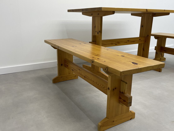Image 1 of Vintage pine dining table with benches