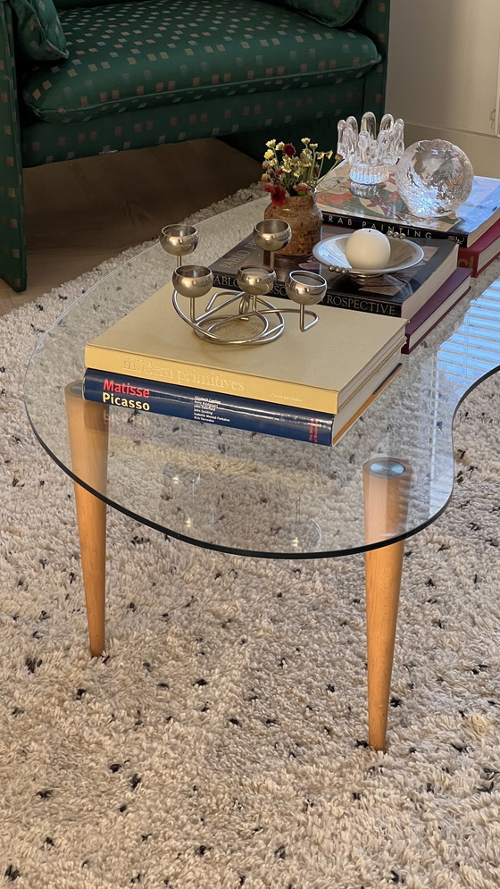 Image 1 of Vintage Italian Kidney-Shaped Glass Coffee Table