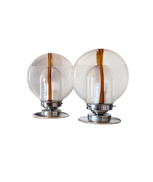 Toni Zuccheri, Set van 2 Murano glazen lampen, Mazzega, Murano, Italië, jaren 70