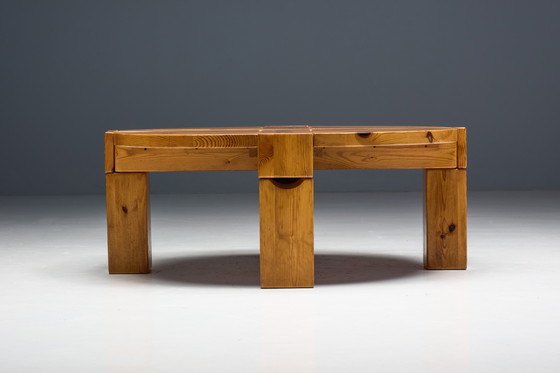 Image 1 of Brutalist Pine Wood Coffee Table, Sweden, 1970s