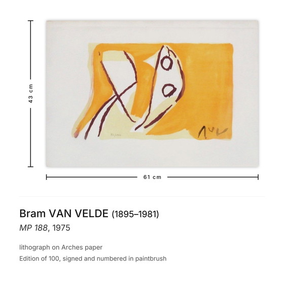 Bram Van Velde signierte Lithographie MP 188 1975 – Lithographien & Drucke, Paper (photo 3 of 5)