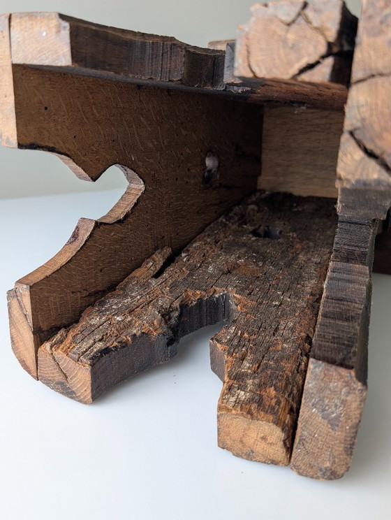 Image 1 of Taburete monástico de roble con pedestal y perforaciones de trébol, estilo neogótico francés, década de 1900.