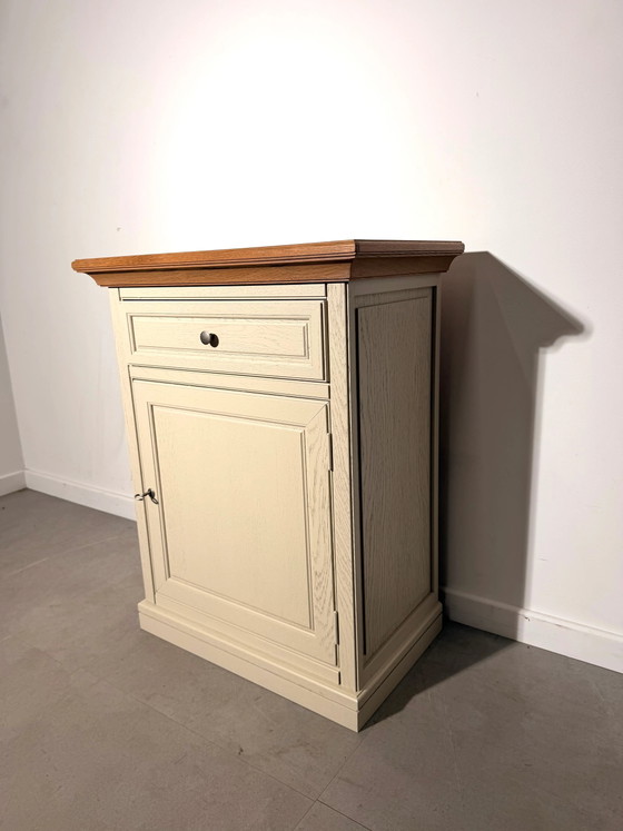 Painted Oak Accent Cabinet with Natural Wood Top – Storage cabinet (photo 2 of 5)