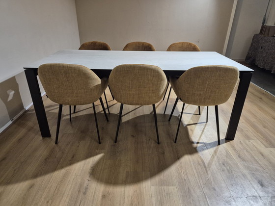 Image 1 of New - Montel Seven Dining Table + 6 Montel Nora Chairs