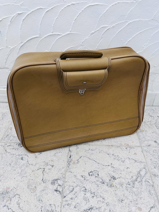 Valise en Skaï Beige Vintage