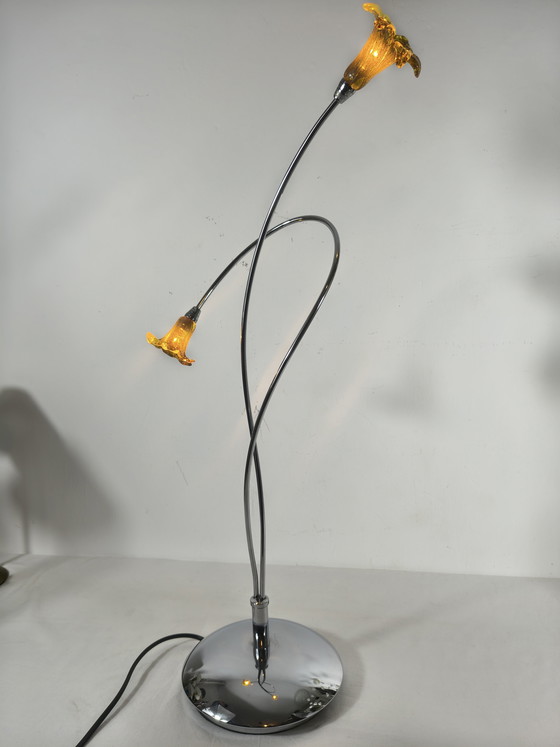Image 1 of Lampe de table avec 2 abat-jour en verre G4 et variateur.