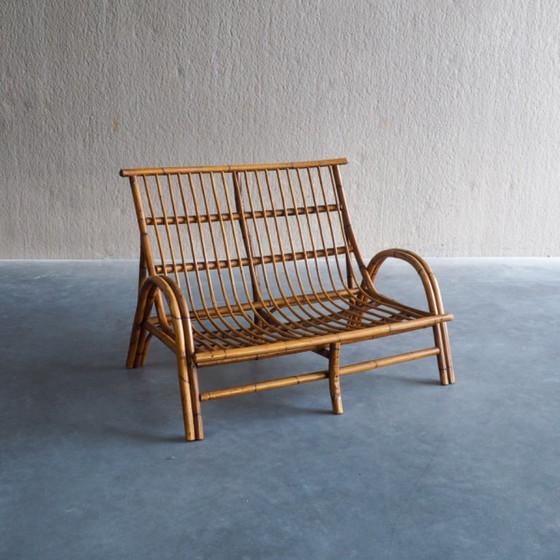 Mid-Century Rattan & Bamboo Two-Seater Lounge Sofa – 2 seaters (photo 2 of 18)