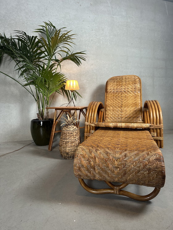Image 1 of Vintage 'chaise longue' - Rattan