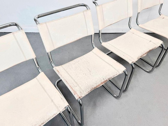1/4 Mart Stam Thonet S33 Cantilever Chair White Leather Patina – Dining chairs, Metal, Vintage (photo 6 of 12)