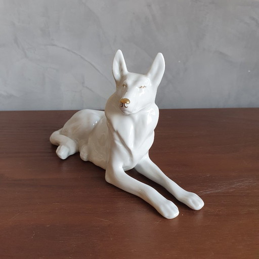 Hirtenhund aus Porzellan von Hollohaza aus Ungarn 1960er Jahre