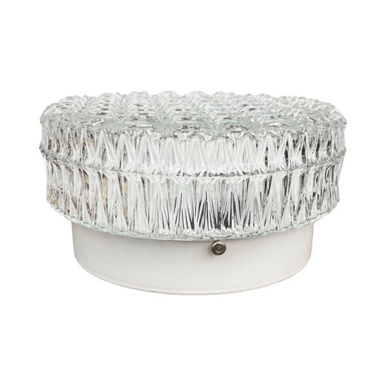 Image 1 of Lampada da soffitto/parete in cristallo Kamenický Šenov, anni '70 | Stile Bruxelles | Ottime condizioni