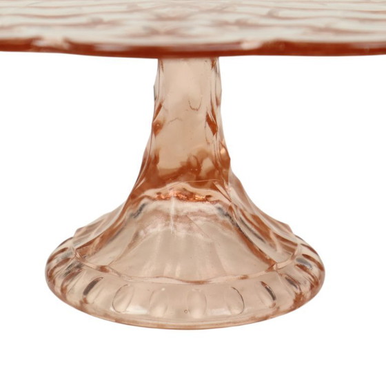 Image 1 of Pink Cake Stand Art Deco Diamond Pattern