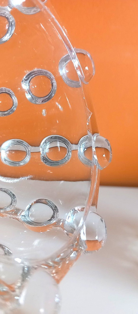 Image 1 of Vintage (1960-1970) Set van 2 Mid-Century glazen kandelaars – brutalistisch lensdesign – Tsjechisch persglas 