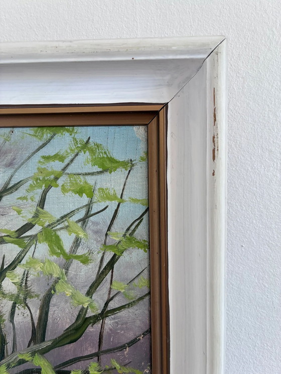 Image 1 of Vintage original forest landscape oil painting, circa 1960s
