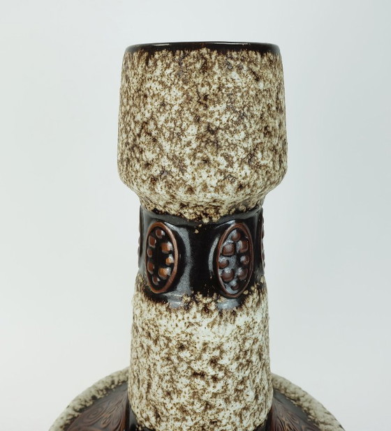 Image 1 of Große 54 cm Vase, Bodenvase, 1970er Jahre, Fettlava-Glasur, Zierdekor, Modell 100