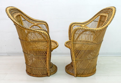 Pair of Mid-Century Modern Wicker Emmanuelle Armchairs from Kok Maison, 1970s