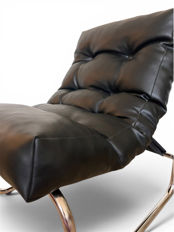 Image 1 of Vintage IKEA "Pixi" fauteuil – Gillis Lundgren, jaren 70, zwart leer, uitstekende staat