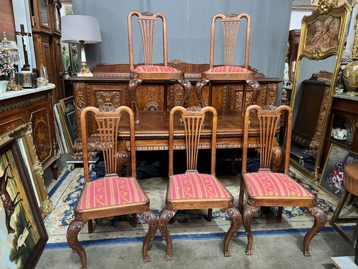 Set of 5 Chippendale style chairs. – eetkamerstoelen (photo 2 of 7)